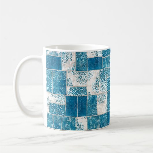 Nahtlose Patchwork-Collage-Mix-Quiltmuster-Druck Kaffeetasse (Links)