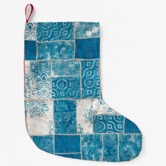 Nahtlose Patchwork-Collage-Mix-Quiltmuster-Druck Kleiner Weihnachtsstrumpf