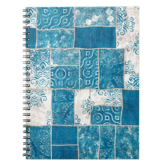 Nahtlose Patchwork-Collage-Mix-Quiltmuster-Druck Notizblock (Vorderseite)