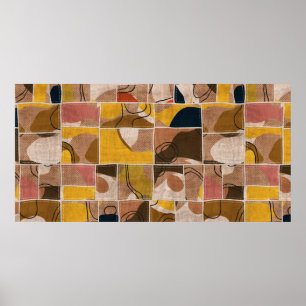 Nahtlose Patchwork-Collage-Mix-Quiltmuster-Druck Poster