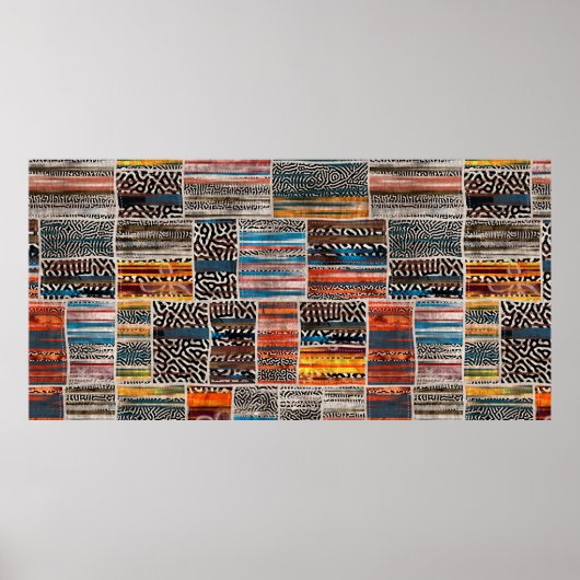 Nahtlose Patchwork-Collage-Mix-Quiltmuster-Druck Poster (Vorne)