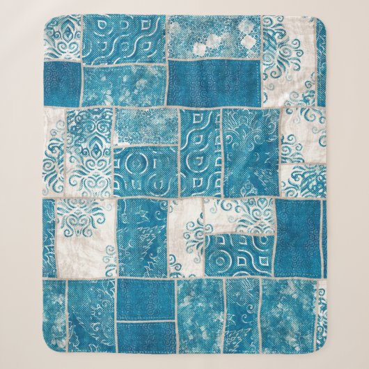 Nahtlose Patchwork-Collage-Mix-Quiltmuster-Druck Sherpadecke (Vorderseite)