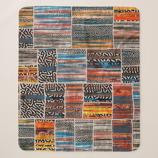 Nahtlose Patchwork-Collage-Mix-Quiltmuster-Druck Sherpadecke (Vorderseite)