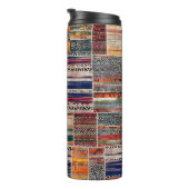Nahtlose Patchwork-Collage-Mix-Quiltmuster-Druck Thermosbecher (Nach rechts gedreht)