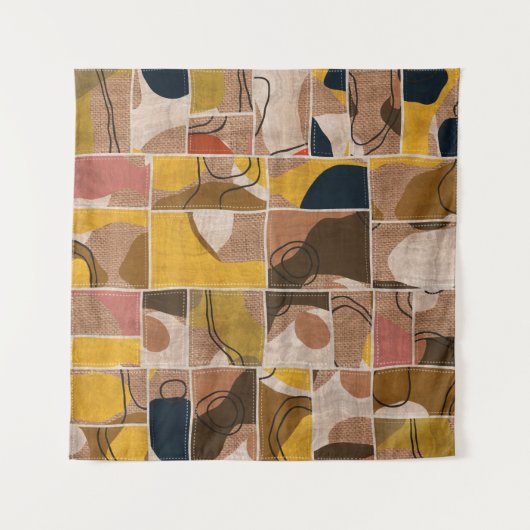 Nahtlose Patchwork-Collage-Mix-Quiltmuster-Druck Wandteppich (Vorderseite)