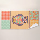 Nahtlose Patchwork-Eule-Muster. Vintager Hintergru Badehandtuch (Badehandtuch)