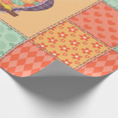 Nahtlose Patchwork-Eule-Muster. Vintager Hintergru Geschenkpapier (Ecke)