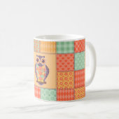 Nahtlose Patchwork-Eule-Muster. Vintager Hintergru Kaffeetasse (VorderseiteRechts)