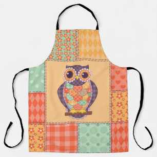 Nahtlose Patchwork-Eule-Muster. Vintager Hintergru Schürze