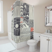 Nahtlose Patchwork-Muster aus abstrakten Doodles.  Duschvorhang (Beispiel)