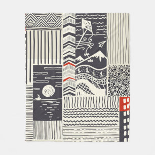 Nahtlose Patchwork-Muster aus abstrakten Doodles. Fleecedecke
