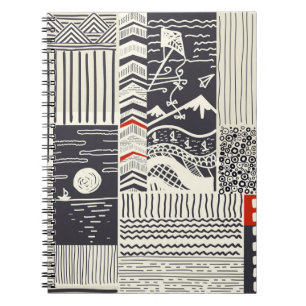 Nahtlose Patchwork-Muster aus abstrakten Doodles. Notizblock