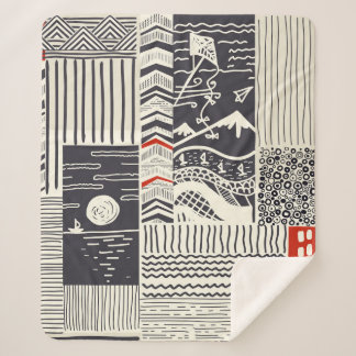 Nahtlose Patchwork-Muster aus abstrakten Doodles.  Sherpadecke