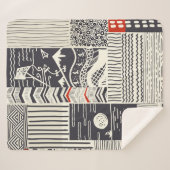 Nahtlose Patchwork-Muster aus abstrakten Doodles. Sherpadecke (Vorderseite (Horizontal))