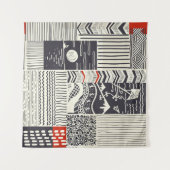 Nahtlose Patchwork-Muster aus abstrakten Doodles.  Wandteppich (Vorderseite (Horizontal))