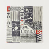 Nahtlose Patchwork-Muster aus abstrakten Doodles. Wandteppich (Vorderseite)