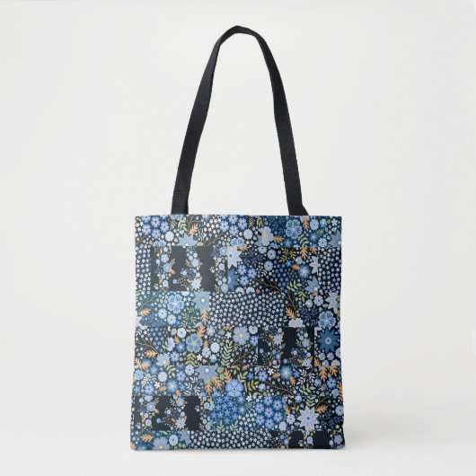 Nahtlose Patchwork-Muster aus verschiedenen Stoffe Tasche (Vorderseite)