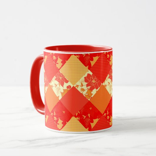 Nahtlose Patchwork-Patchwork-Patchwork-Muster-Geom Tasse (Vorderseite Links)