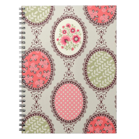 Nahtlose Patchwork Vintage Blumenmuster. Vintag Notizblock (Vorderseite)