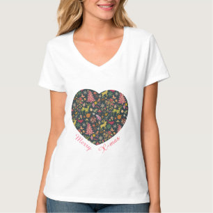 Nahtlose Patchwork Weihnachtsmuster-T - Shirt