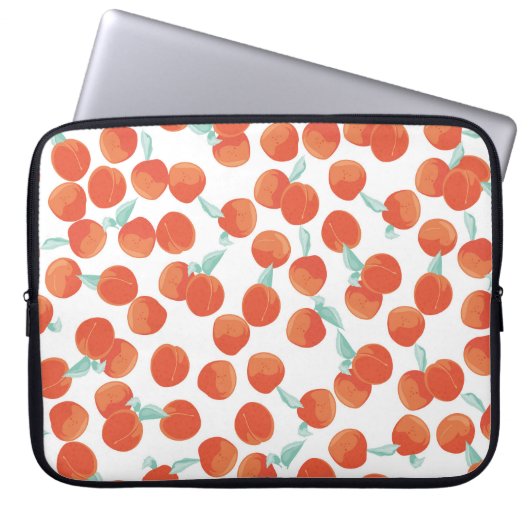 Nahtlose Pfirsichfrüchte, Sommermuster. Laptopschutzhülle (Vorderseite)