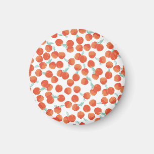 Nahtlose Pfirsichfrüchte, Sommermuster. Magnet