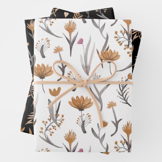 Nahtlose Pflanze im Bohnostil Geschenkpapier Set (Beispiel)