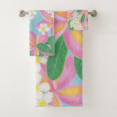 Nahtlose Plumeria Musterkunst Badhandtuch Set (Insitu)
