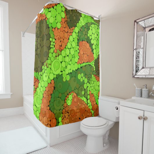 Nahtlose Pointillismus handgemalte Kreise rund um Duschvorhang (Beispiel)