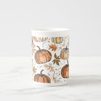 Nahtlose Pumpkin-Muster Falldesign Porzellantasse