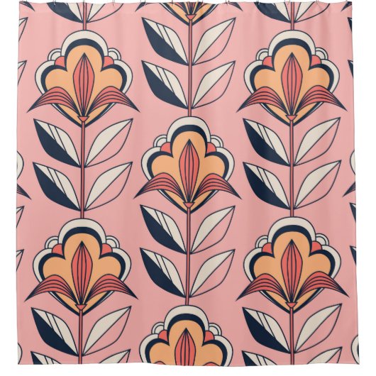 nahtlose Retro-Blumenmuster Duschvorhang (Vorderseite)