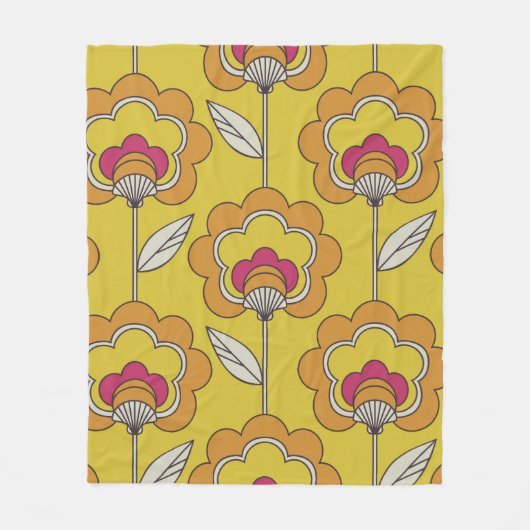 nahtlose Retro-Blumenmuster Fleecedecke (Vorderseite)