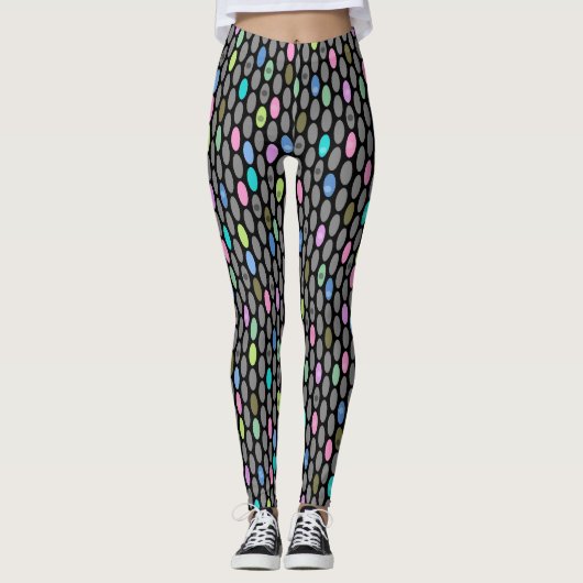 Nahtlose Retro-Farben Design Kreise Polka Punkte p Leggings (Vorderseite)