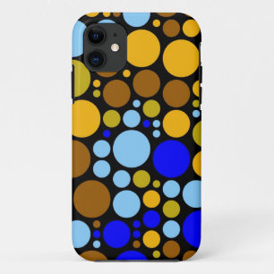 Nahtlose Retro-Polka-Punkte Yellow Blue Aqua iPhone 11 Hülle
