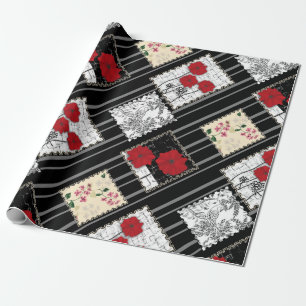 Nahtlose Retro-Vintage Patchwork-Steppdecke Geschenkpapier