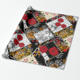 Nahtlose Retro-Vintage Patchwork-Steppdecke Geschenkpapier
