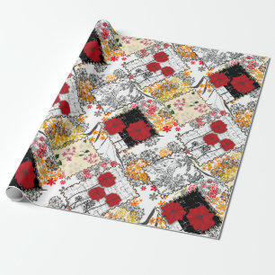 Nahtlose Retro-Vintage Patchwork-Steppdecke Geschenkpapier