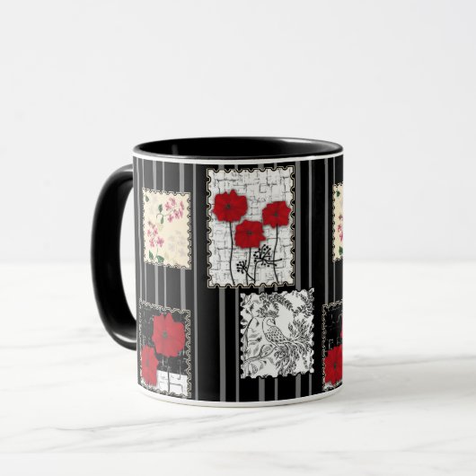 Nahtlose Retro-Vintage Patchwork-Steppdecke Tasse (Vorderseite Links)