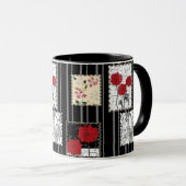Nahtlose Retro-Vintage Patchwork-Steppdecke Tasse (VorderseiteRechts)