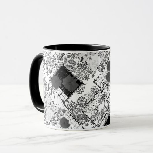 Nahtlose Retro-Vintage Patchwork-Steppdecke Tasse (Vorderseite Links)