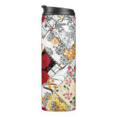 Nahtlose retro-vintage Patchwork-Steppdecken-Patch Thermosbecher (Nach rechts gedreht)