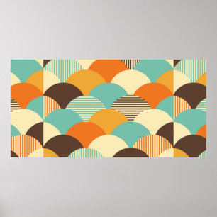 Nahtlose Retrogeometrie mit farbenfrohen Linearell Poster