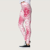 Nahtlose Retroromantik, rosa, weiße Spitzen, dekor Leggings (Links)
