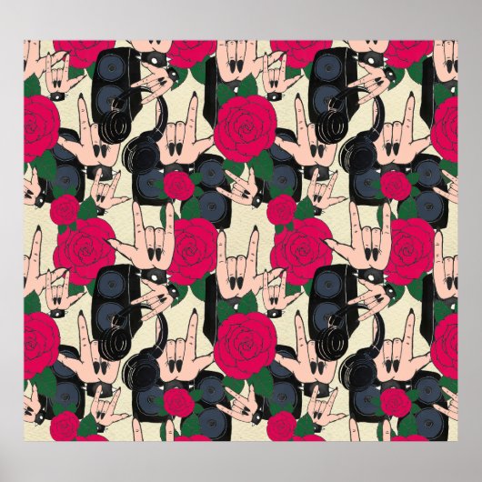 Nahtlose Rockmusik, abstraktes Muster. Poster (Vorne)