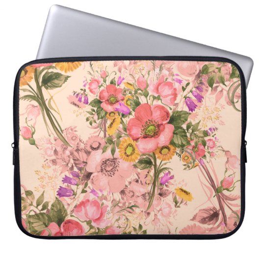 Nahtlose Rokoko-Blumensträuße. Schöne Boutique Laptopschutzhülle (Vorderseite)
