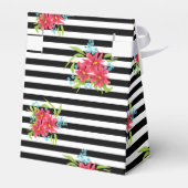 Nahtlose rosa Blume mit Schwarz-weißem Streifen Geschenkschachtel (Rückseite)