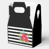 Nahtlose rosa Blume mit Schwarz-weißem Streifen Geschenkschachtel (Geöffnet)