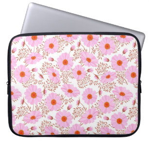 Nahtlose Rosa-Dissy-Blume Vintage Muster auf Weiß Laptopschutzhülle