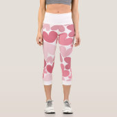 Nahtlose rosa Herzen Muster Leggings – Romantisch (Vorderseite)