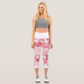 Nahtlose rosa Herzen Muster Leggings – Romantisch (Vorderseite)